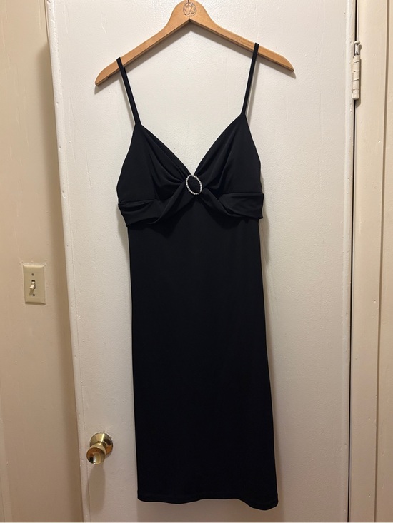 INC International Concepts Dresses & Skirts - INC International Concepts Black Spaghetti Strap Midi Dress with Broach Detail